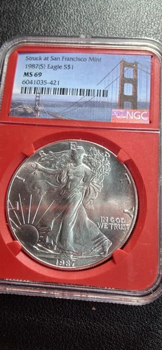 1987 S SILVER EAGLE NGC MS69