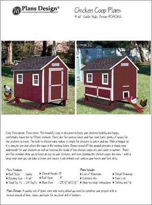 4/' x 6/' Chicken Coop Plans Material List Included #90406G Gable Roof Style