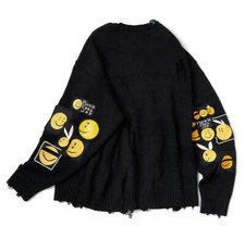 KAPITAL 5G cotton knit crew sweater anarchy RAINBOWY black new