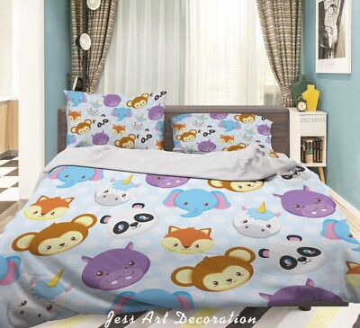 3D Cartoon Animals Head Pattern Quilt Cover Set Bedding Sets Pillowcases 64