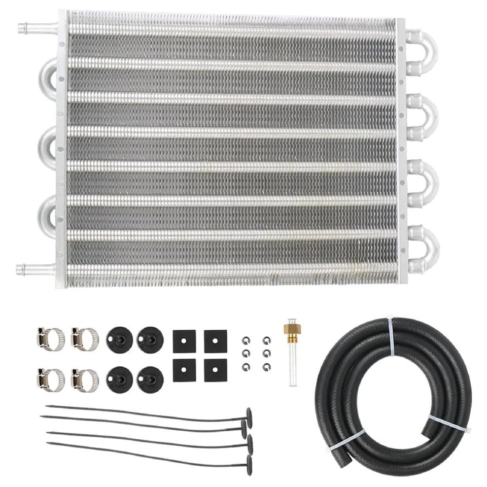 8 Row Universal Car Transmission Oil Cooler Radiator Converter Kit Black 5/16" - Image 3 of 4