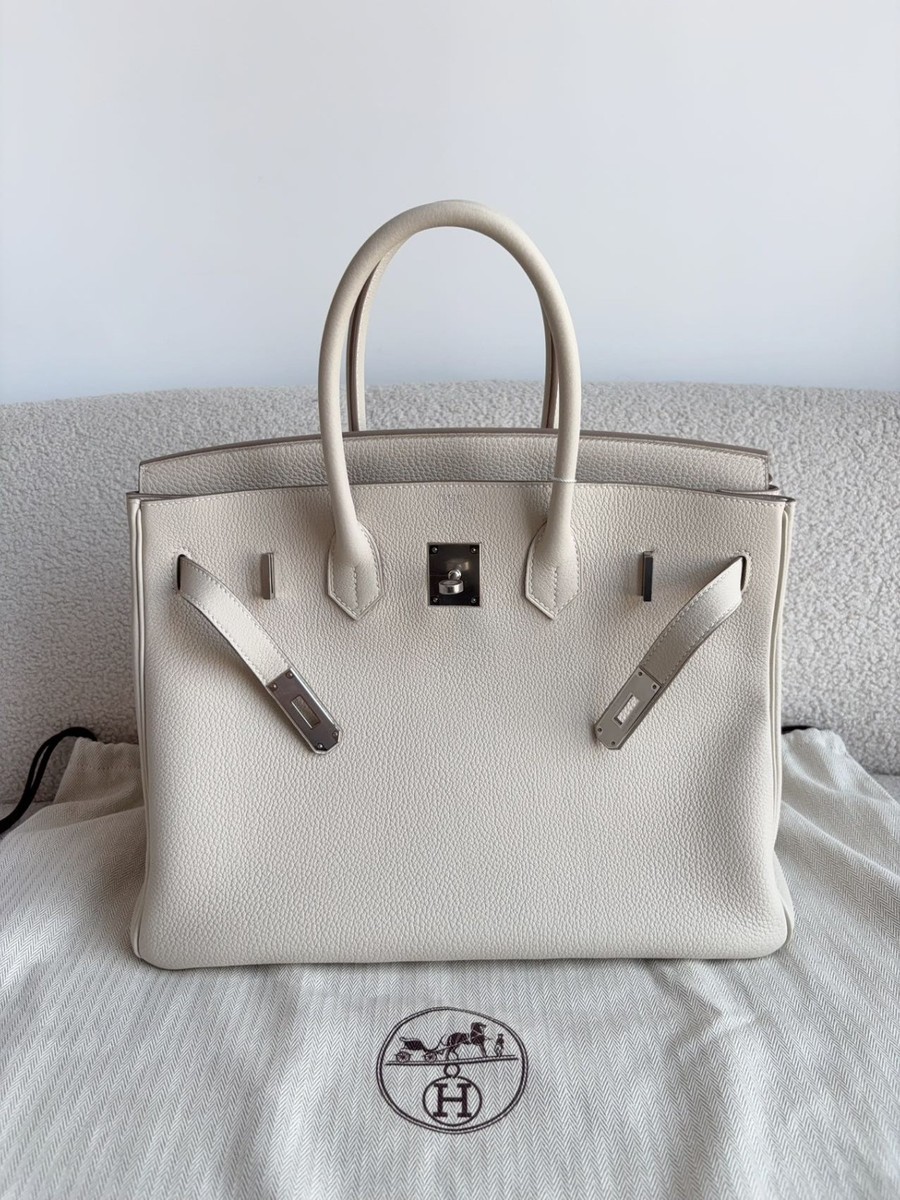 良品 ブルガリ ハンドバッグ 2way レオーニ シルバー系 ホワイト系 Hermes Birkin35 Handbag Craie Togo Leather Palladium Hardware K