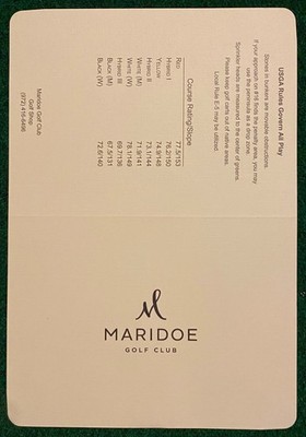 Maridoe Golf Club Scorecard (New & Unused)
