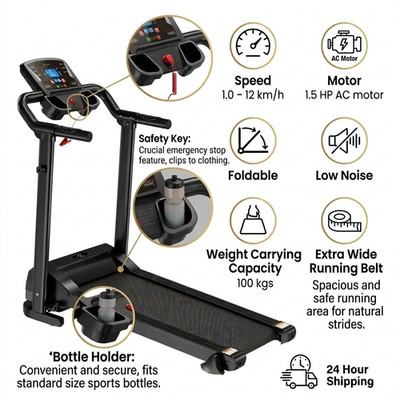 Laufband Motorisiert Joggen Laufen Elektrisch Faltbar Fitnessgerät UK Home Gym