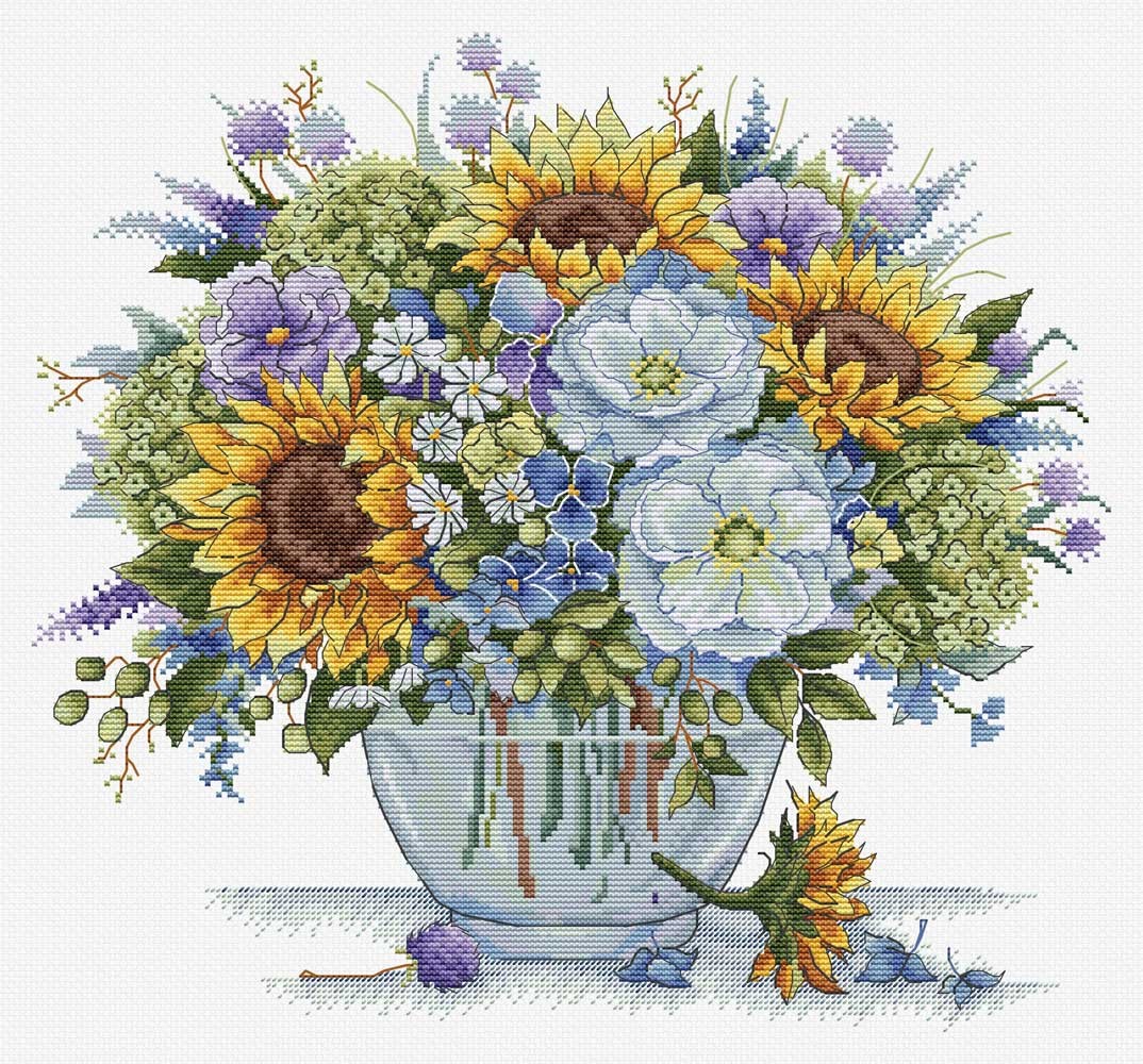 HobbyJobby counted cross stitch kit ""Bouquet With Sunflowers"", 31x28cm