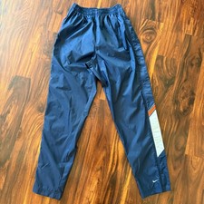 Vintage Y2K Nike Women's Navy Blue Nylon Full Zip Track Pants Sz Small