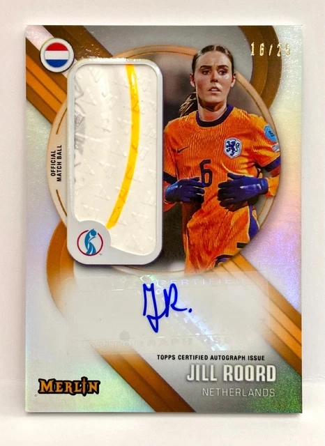 Topps Merlin UEFA Women's Euros Jill Roord MATCHBALL AUTO #16/25 Netherlands