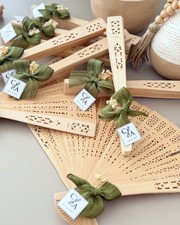 Personalized Wedding Hand Fan Favors   Custom Outdoor Wedding  Guest Gifts