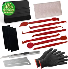 7PCS Vinyl Wrap Tool Kit Window Tint Film Install Squeegee Knife Gloves Set