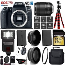 Canon EOS 77D DSLR Camera 18-135mm is STM Lens UV FLD CPL Filter Kit  Wide An