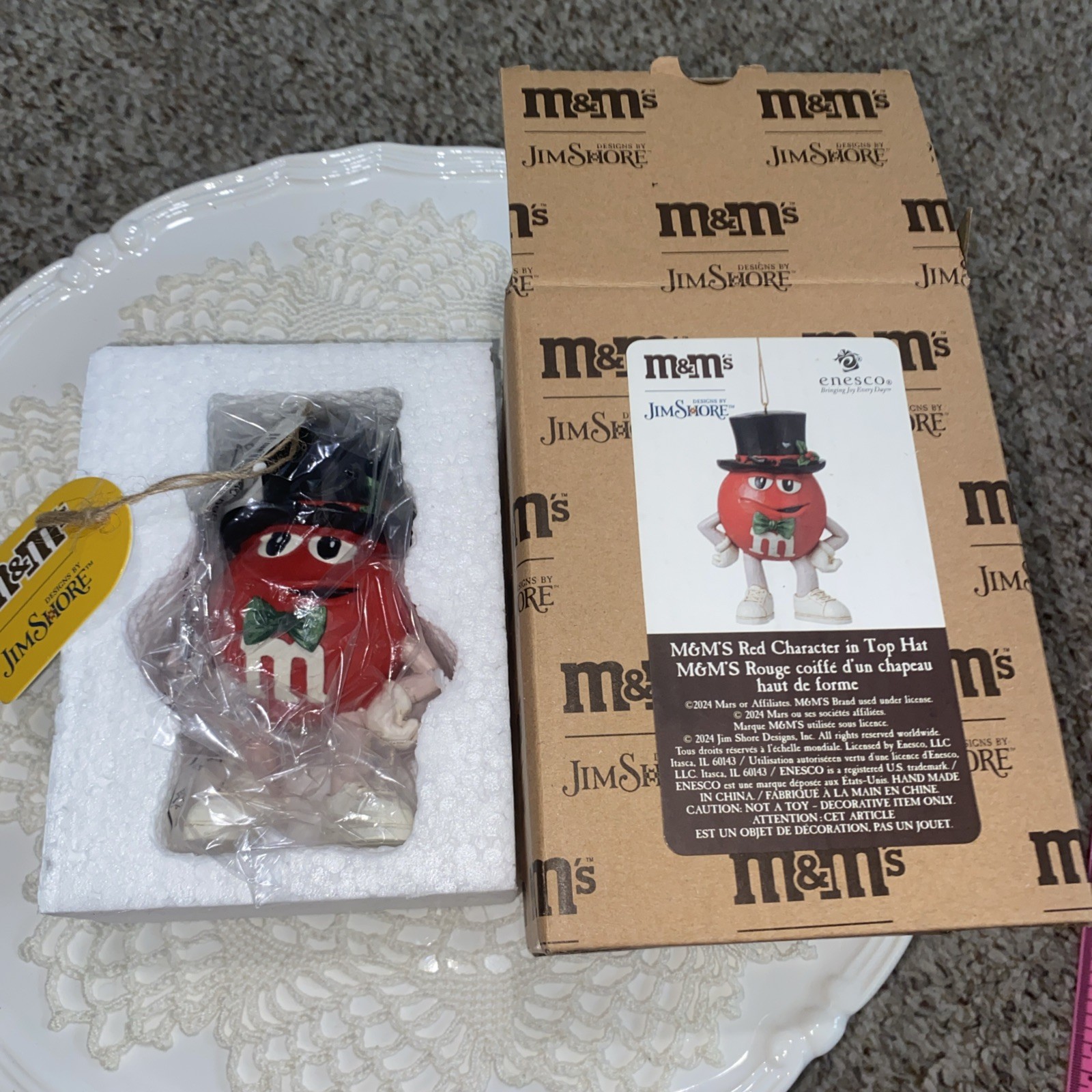 Jim Shore M&M's Red Character in Top Hat Ornament NIB Free Shipping