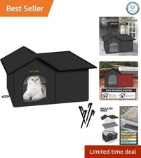 Weatherproof Insulated Cat House   Self-Warming Shelter for Feral Cats, Black