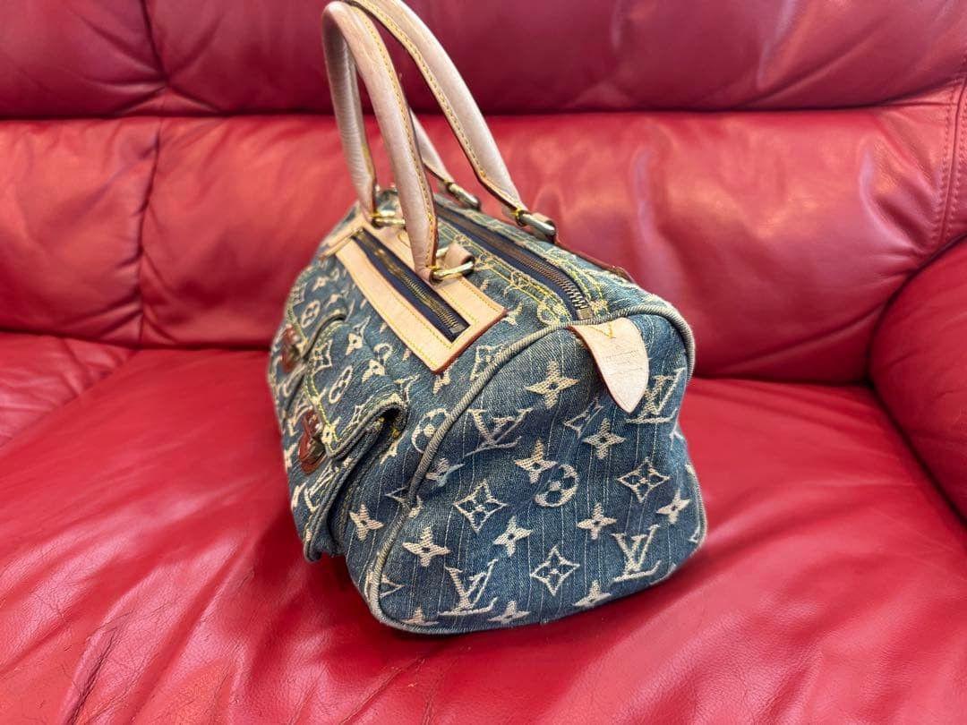Authentic Louis Vuitton Neo Speedy Monogram Denim Handbag Blue LV