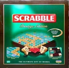 Scrabble Prestige Edition Board Game - Rotating Wooden Board UK (10+) - Complete