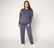 Berkshire Blanket Regular Plush Jersey Cargo Lounge Set Graystone L New