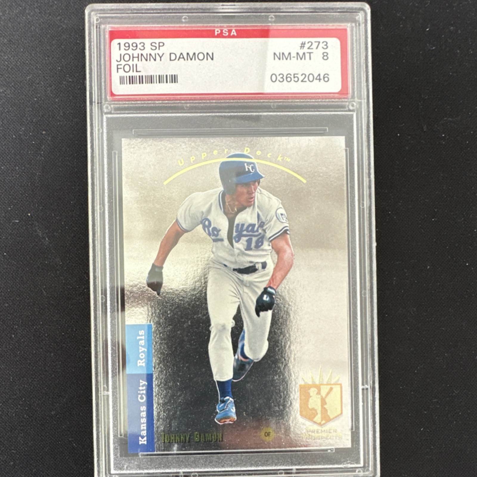 1993 Upper Deck SP Premier Prospects Johnny Damon Foil Rookie #273 PSA 8 Royals