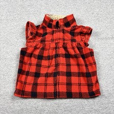 Carter's Baby Girls Cozy Fleece Vest Ruffles Red Black 9 Months Sherpa Collar
