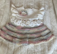 Handmade Crochet Baby Dress 6 Months Cotton/acrylic
