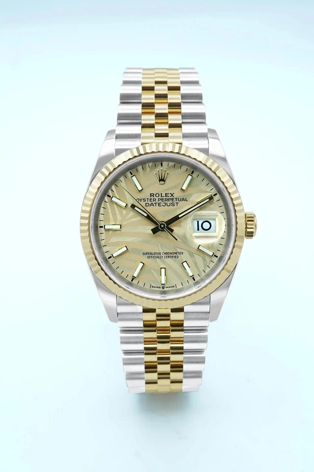 Reloj Rolex Datejust 2023 36 mm esfera dorada palma dos tonos Jubilee Foto 3 de 4