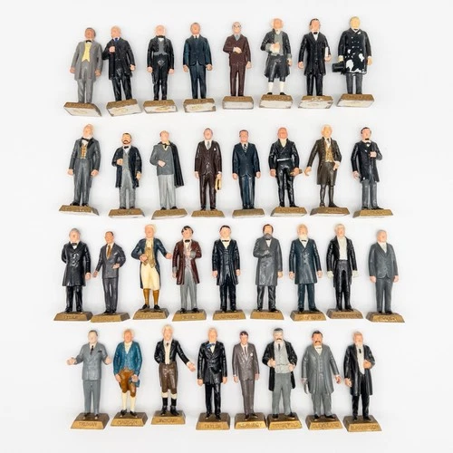Vintage Louis Marx Lot Of 33 Painted Plastic Presidents Of The US 3" Figures
