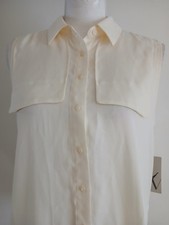 Worthington Blouse Sleeveless Size PS Neck 100% Polyester Ivory Color 
