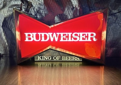 Vintage Budweiser Beer Lighted Bowtie Sign King Of Beers