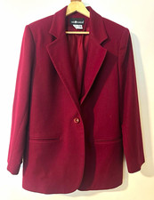 Sag Harbor Vintage 80s/90s Women's Burgundy 100 Pure Wool Blazer, 10