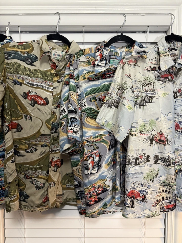 Лот (4) Reyn Spooner гавайские рубашки - размер средний - винтажный - Eddy Y - автомобили - Изображение 3 из 4