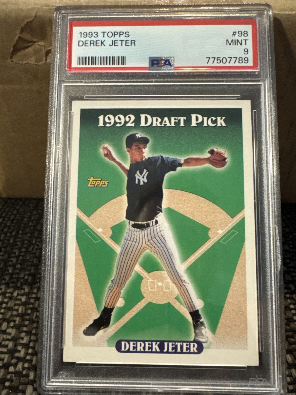 1993 Topps Derek Jeter #98 PSA 9 MINT Iconic Rookie RC HOF NY Yankees MINT view 2