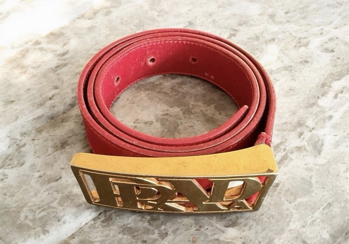 Prada Red Leather Belt 80/32 | eBay