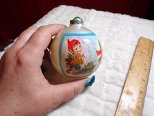 VTG Christmas Bulb with Elves Made in USA