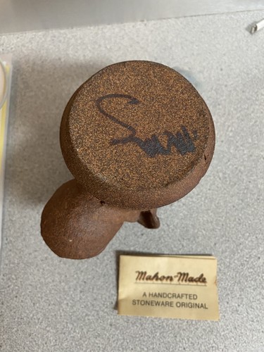 Vintage Signed 1980 Mahon Made Stoneware MONKEY FACE Mug w/Original Label & Tag - Picture 7 of 9