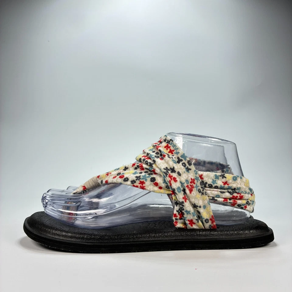 Sandalias sin cordones Sanuk Yoga Sling 2 blancas negras con estampado floral zapatos para mujer talla 7 Foto 4 de 4