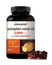 NatureBell Virgin Pumpkin Seed Oil 3,000mg Per Serving with Saw Pal... Fast Ship
