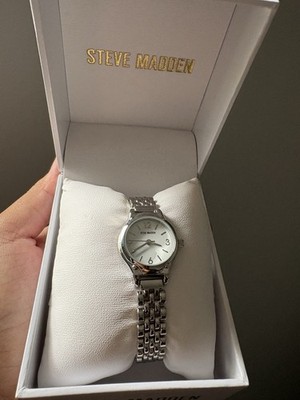 Steve Madden Women's Silver Analog Metal Wristwatch in Original Box