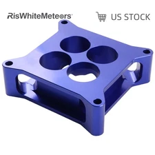 Blue 2" inch Anodized Billet Aluminum 4150 Carburetor Spacer Square Bore 4 Port