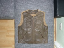 OCONI-Herren Weste Jacke Ärmellos Echtes Leder+Stoff Full-Zip Gr.56/XL Braun TOP