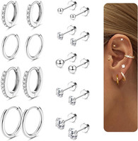 9 Paar Ohrringe Set 316L Chirurgenstahl Creolen Ohrstecker Gold Silber Damen