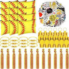 148 Pcs Softball Gift Softball Party Favors Makeup Bag Bracelet Keychain Sticker