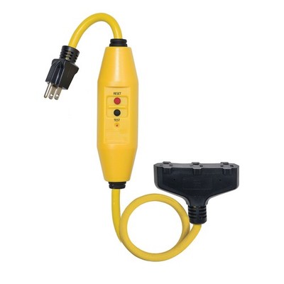 Manufacturing 30438024 Auto-Reset 15 AMP Inline GFCI Triple Tap Cord, 2 Feet,...