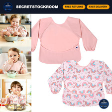 2PK Waterproof Long Sleeve Baby Smock Bibs for Toddlers, Feeding  Mess-Free Pla