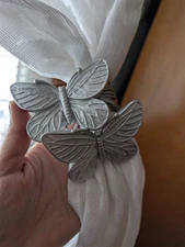 Magnetic Butterfly Curtain Tiebacks / Holdbacks (Set of 4), Silver