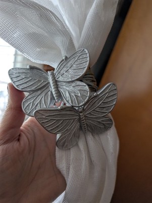 Magnetic Butterflies Curtain Tiebacks (Set of 2) Silver, Gift, Animals
