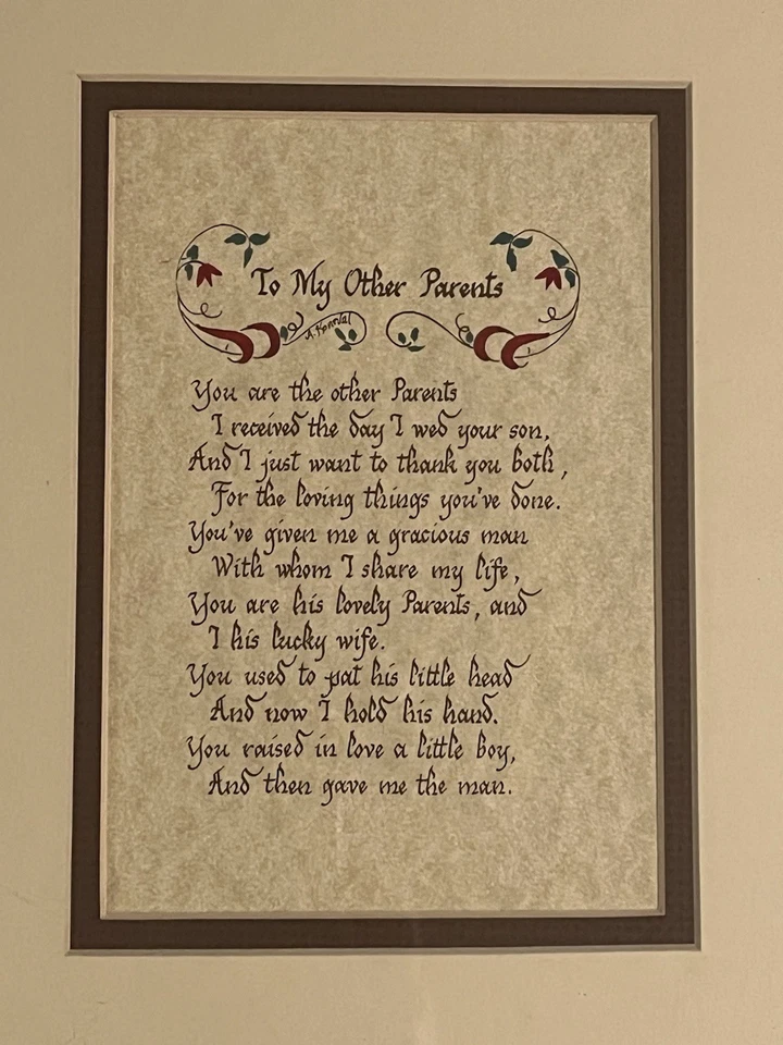 VTG Rustic Wooden Framed Poem Art “To My Other Parents” Daughter In Law *READ* - Image 4 of 4