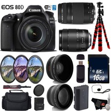 Canon EOS 80D DSLR Camera with 18-135mm is STM Lens  75-300mm III Lens  UV FLD