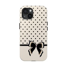 Polka Dots Tough Phone Case  Coquette Bow  Apple Iphone 16 15 Samsung Galaxy