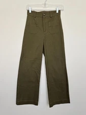 & Other Stories Wide Leg Pants Patch Pocket Fatigue Military Army Green Sz 2 NEW