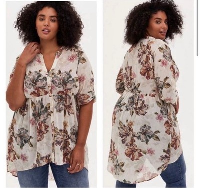 Torrid Blouse Size 4XL Tunic Sheer Blouse