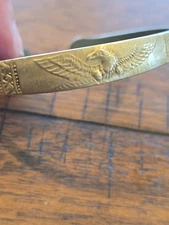 Antique Brass Egyptian Revival Golden Eagle Cuff Bracelet 7"
