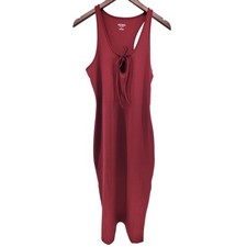 Wild Fable Burgundy Red Keyhole Tie Racerback Bodycon Midi Dress Medium NEW